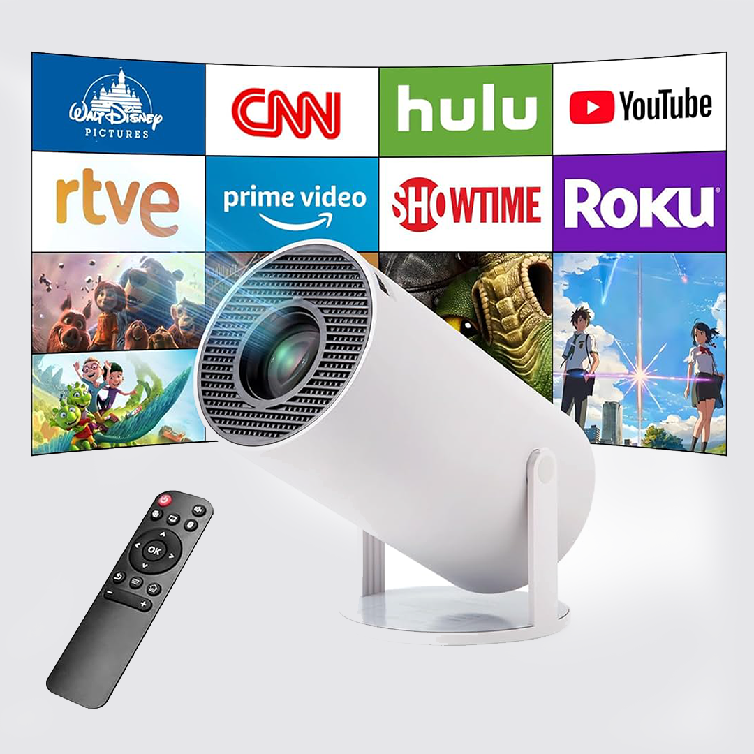 Tanmashi HY300 Pro 4K Smart Projector, WiFi 6 & Bluetooth 5, Portable with Android 11, Auto Keystone Correction, 130 Inch Display, White