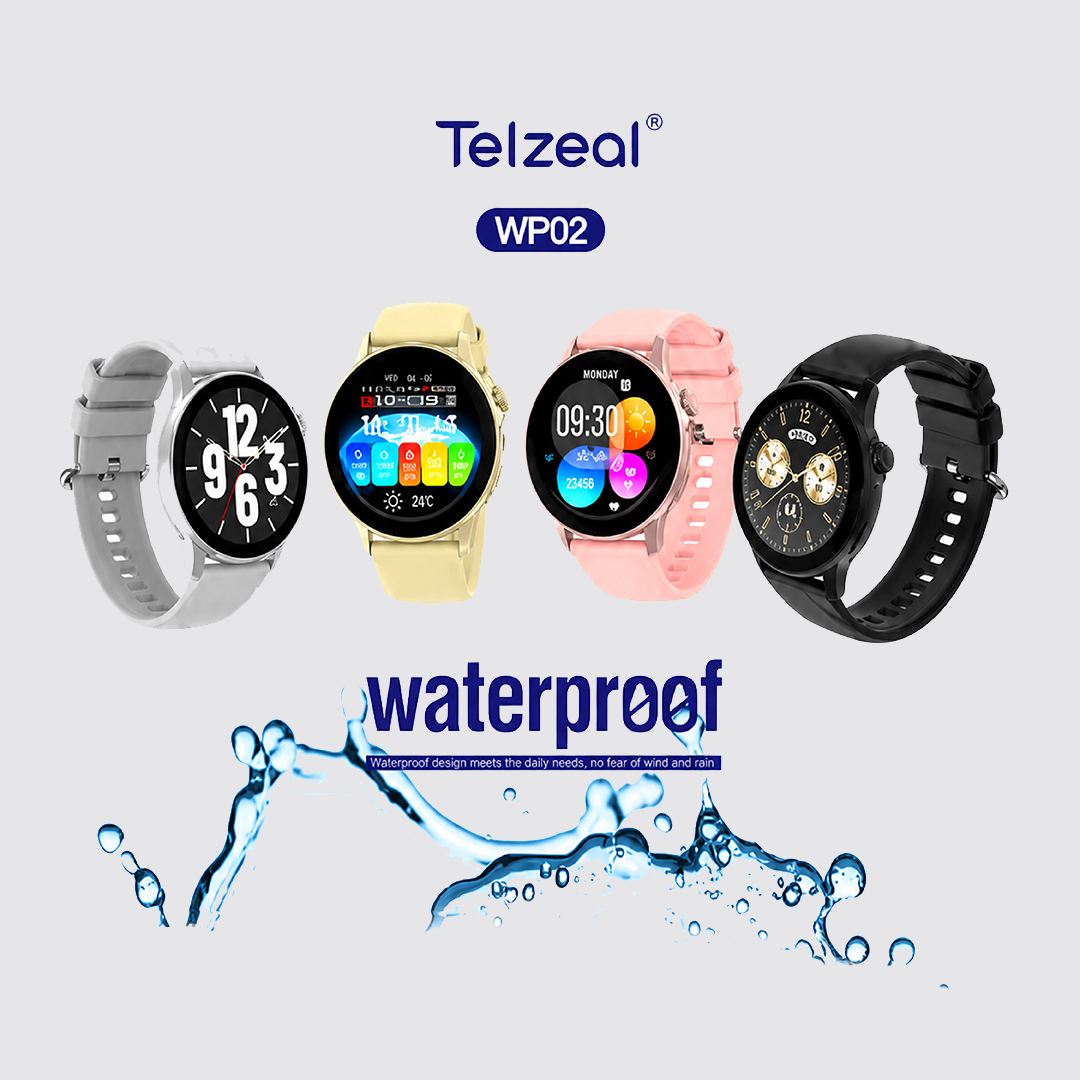 WP02 Waterproof Smartwatch – Fitness & Health Tracker | Heart Rate, Sleep, Multi-Sport, Call & App Notifications | Long Battery | IP68 Water Resistant