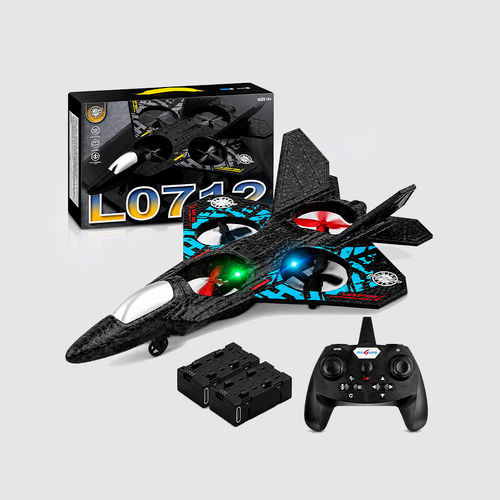 RC Airplane L0712, 2.4GHz Remote Control Aircraft with LED Lights, USB Rechargeable Quadcopter for Beginners, Black