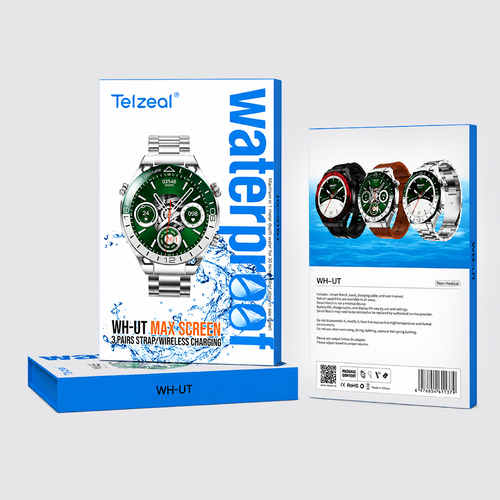 Telzeal WH-UT Smartwatch with Waterproof Max Screen Wireless Charging and 3 Pair Straps,Designed for Men- Silver