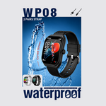 Telzeal WP08 Waterproof Smartwatch with Curved Full-Touch Display, Dual Strap Set (2 Pairs), Stylish & Comfortable Design – Black
