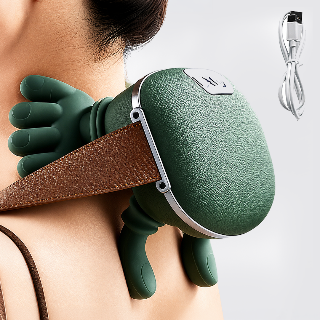 Smart Neck & Shoulder Massager | Wireless 4D Deep Tissue Electric Kneading Massager with Real Hand Simulation, 3-Speed Adjustment, Rechargeable U-Shaped Massager for Neck, Shoulders, Back & Muscle Pai