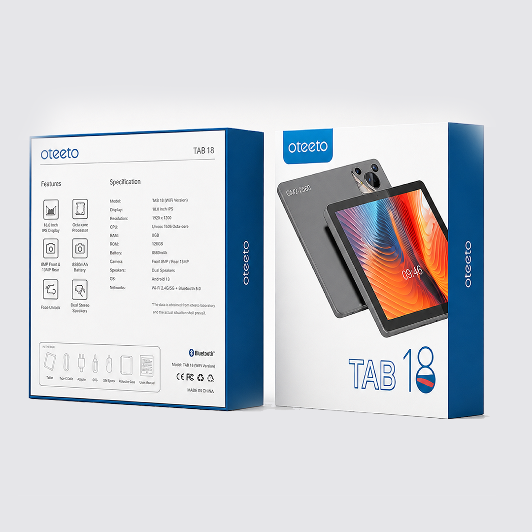 TAB 18 – 10.1-Inch HD Display | 8GB RAM + 128GB ROM | Android 15 | Octa-Core | 13MP + 8MP Camera | 8000mAh Battery | 4G LTE | Free Keyboard, Cover And Pen - Grey