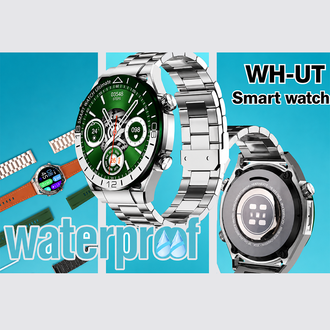 Telzeal WH-UT Smartwatch with Waterproof Max Screen Wireless Charging and 3 Pair Straps,Designed for Men- Silver