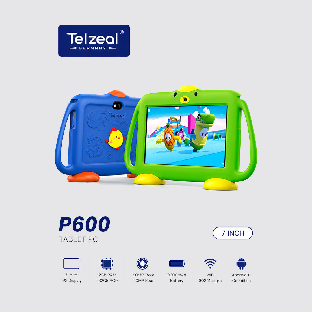 P600 Kids Tablet 7-Inch HD Display, Android 10.1, 5G WiFi, 6GB RAM 128GB Storage, Dual Camera, Parental Control, Multi-Language Support, Learning Tablet