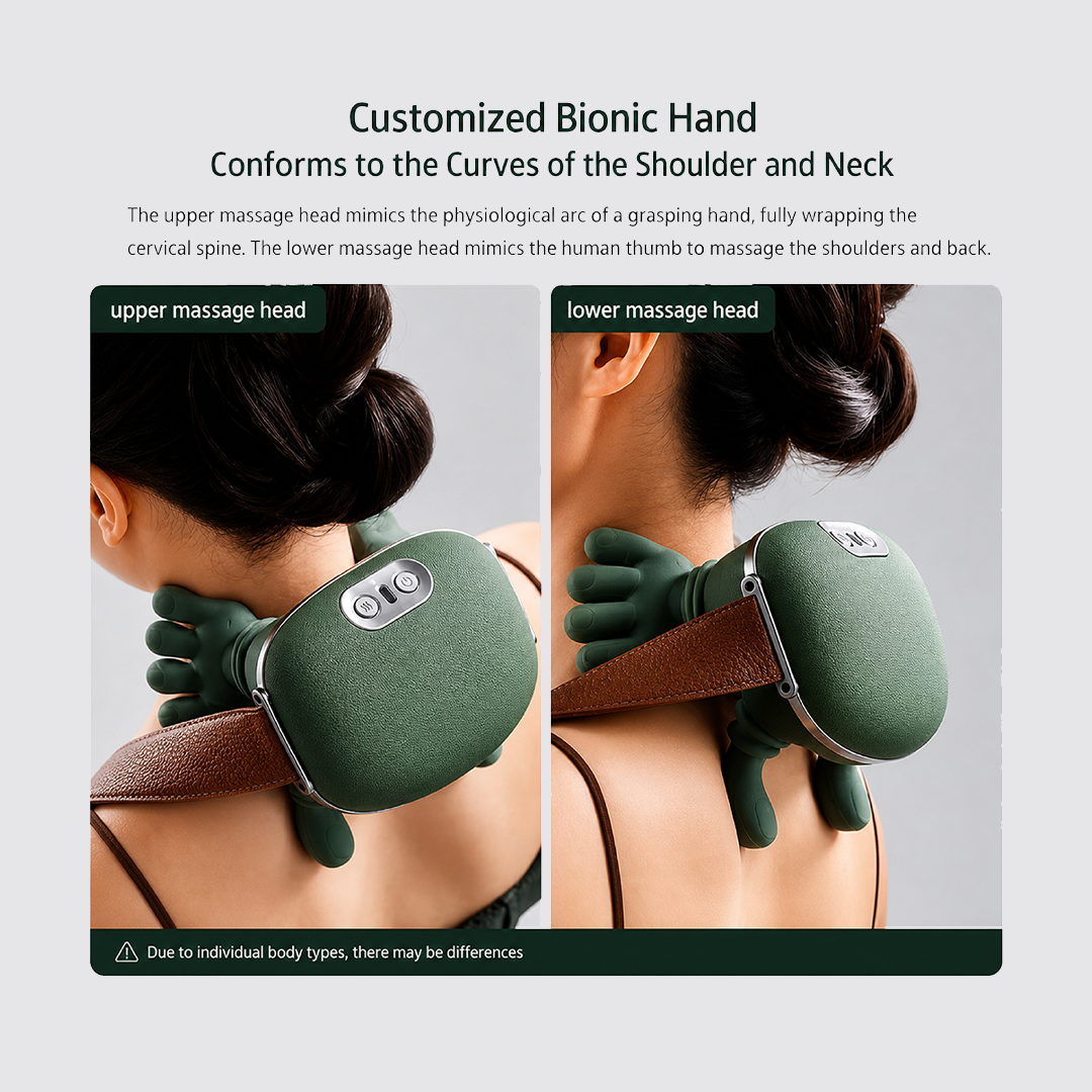 Smart Neck & Shoulder Massager | Wireless 4D Deep Tissue Electric Kneading Massager with Real Hand Simulation, 3-Speed Adjustment, Rechargeable U-Shaped Massager for Neck, Shoulders, Back & Muscle Pai