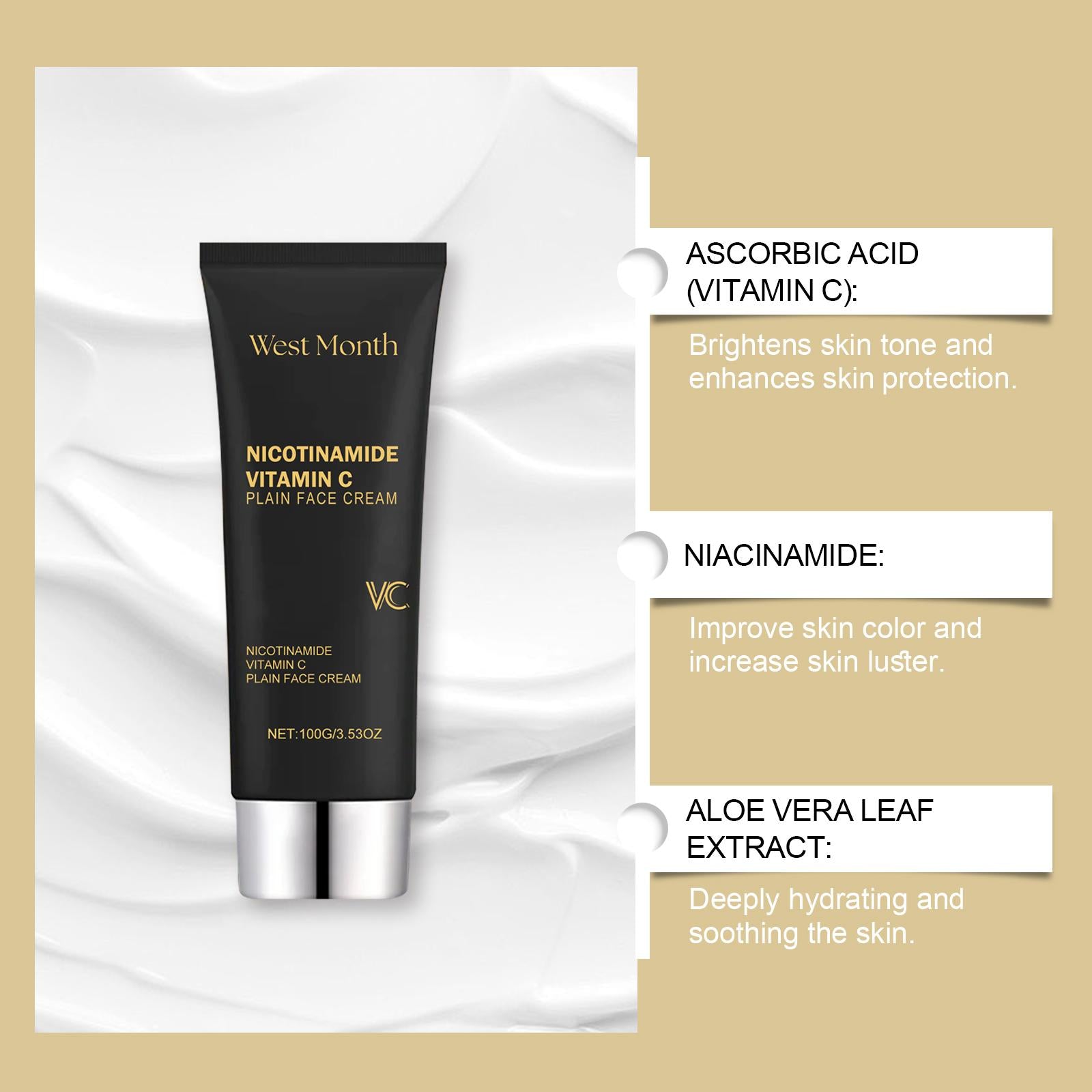 West Month |  Nicotinamide Vitamin C Face Cream 100g | Brightening & Moisturizing Facial Cream