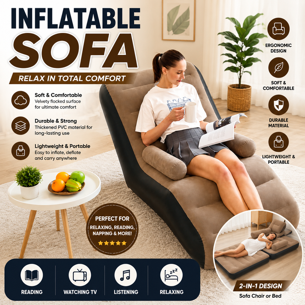 Portable Inflatable Sofa Chair 83002  | Comfortable Air Lounge Chair with Armrests for Indoor & Outdoor Use