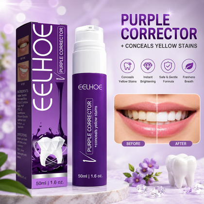 EELHOE Purple Teeth Color Corrector Foam – Instant Teeth Whitening Mousse | Removes Yellow Stains & Freshens Breath