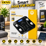 DENX Smart Digital Weighing Scale with App, Bluetooth Body Weight Scale with BMI Tracking, USB Rechargeable, Tempered Glass, High Precision Bathroom Scale for Home Fitness DX1717