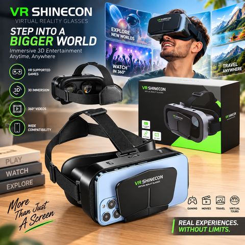VR SHINECON 3D Virtual Reality Glasses – Immersive 3D VR  for Movies & Gaming | VR Helmet for iPhone Android Smartphones