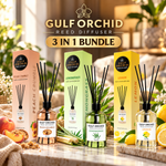 Gulf Orchid Reed Diffuser 3-in-1 Bundle – Peach Crumble, Lemongrass & Lemon, 110ml Each