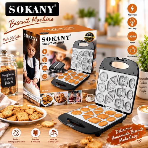 SOKANY Biscuit Machine Black SK-17A | Compact Non-Stick Cookie Maker & Homemade Biscuit Maker