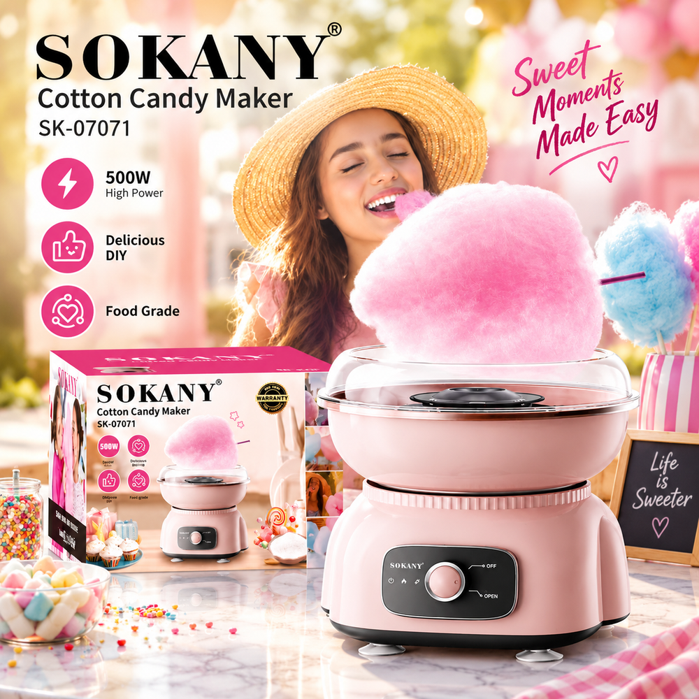 SOKANY SK-07071 Cotton Candy Maker – 500W Mini Home Candy Floss Machine Electric Appliance Cotton Candy Maker for Children