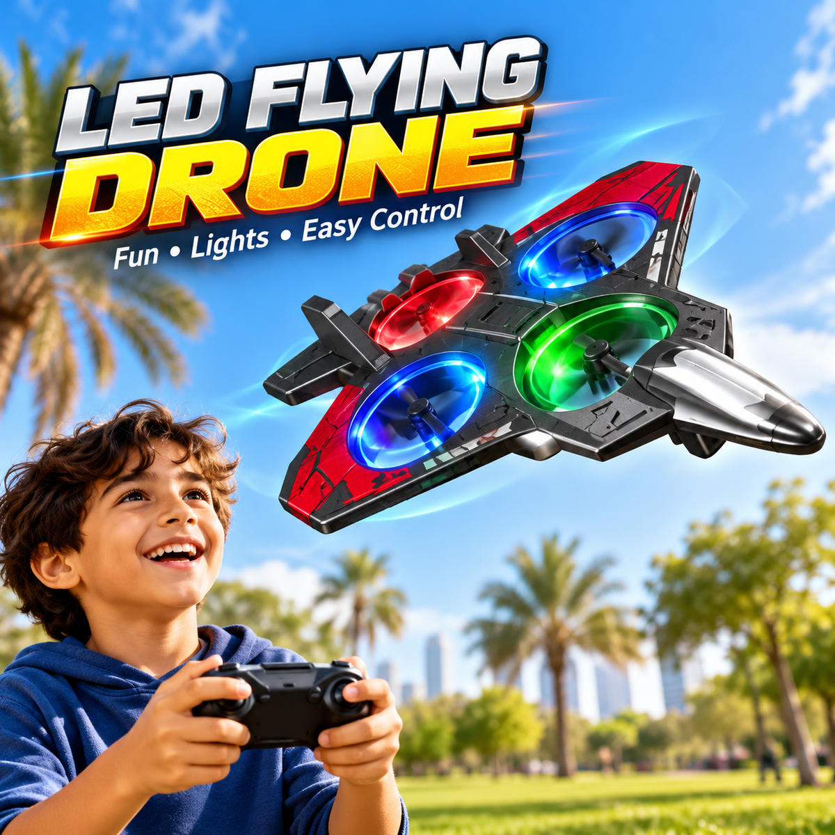 E72 RC Stunt Drone 2.4GHz 4-Channel Altitude Hold 360° Flip LED Fighter Toy , Remote Control Stunt Aircraft with Colorful Lights