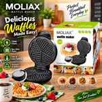 MOLIAX MX -816B | 750W Waffle Maker – Heart-Shaped Non-Stick Electric Waffle Machine