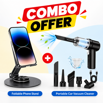 Combo Offer | 2-in-1 Portable Cordless Vacuum Cleaner & Foldable Mobile Phone Stand Combo.