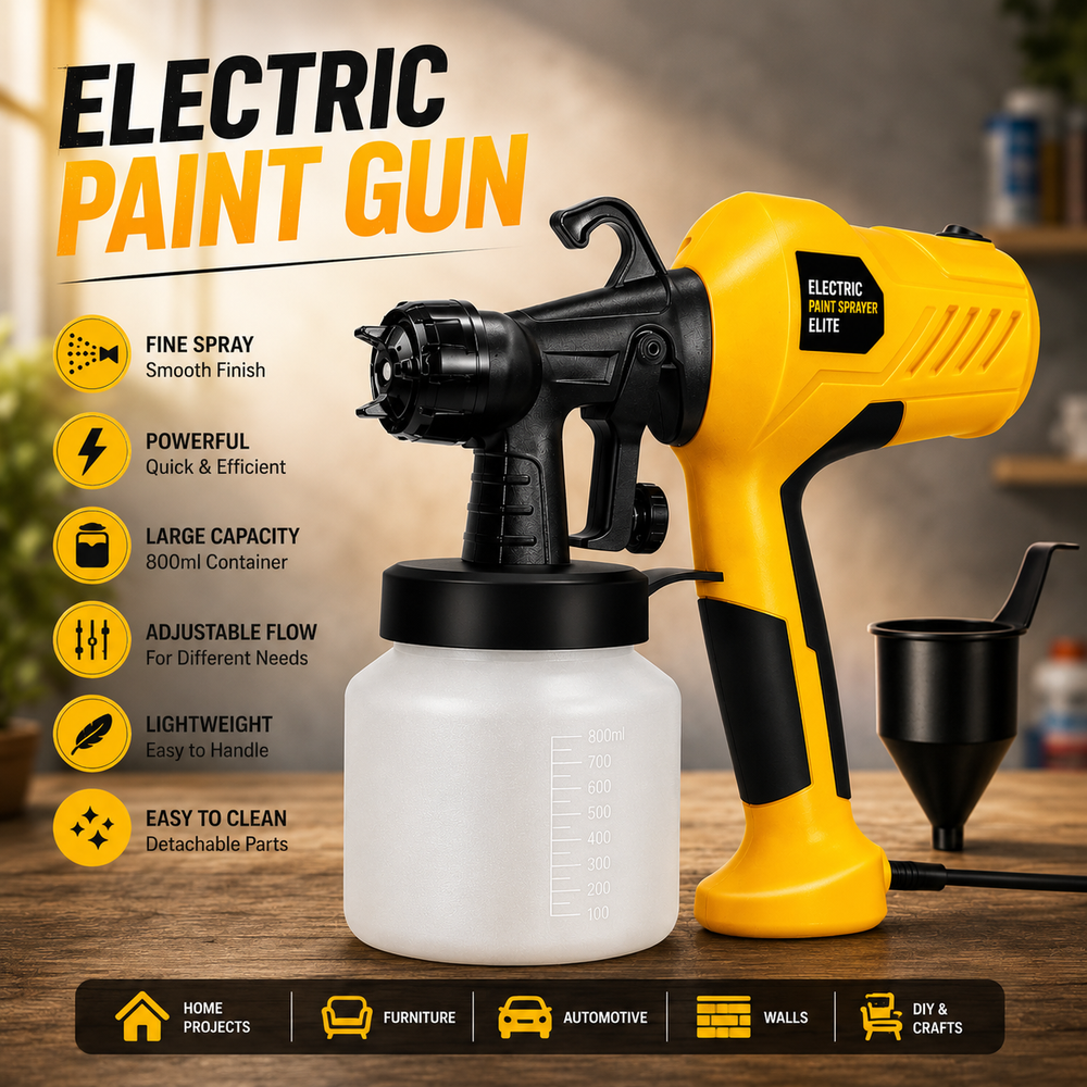 Electric Paint Sprayer Elite 800ml – 650ml/min High Power Paint Spray Gun for Walls, Furniture, Fences & DIY Projects