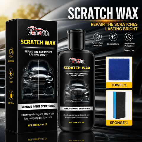 Homonth HME04 Car Scratch Repair Wax 120ml – Paint Scratch Remover & Polish Kit with Sponge & Microfiber Cloth | Restore Gloss & Shine