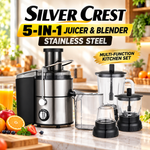 Silver Criest 5-in-1 Stainless Steel Juicer Extractor  SC777s | Blender Mixer Grinder Juicer Machine - Food Processor, Smoothie Maker, Portable Hand Blender, Mini Blender, Heavy Duty Kitchen Aid Mixer, Electric Juice Blender