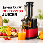 Silver Crest 3-in-1 Cold Press Juicer Machine, Stainless Steel Multi-Function Slow Juice Extractor for Fruits & Vegetables, Orange Juice Maker for Home, Office, Cafe, Restaurant | SC-1591