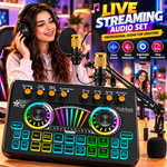 X3 Sound card With BM800 Complete Microphone Set – RGB Audio Mixer for Podcasting, Gaming, Recording & Live Streaming