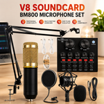 Combo Offer | V8 Sound Card+ BM800 Condenser Microphone -Set with Free P47 Headset Bundle Pack