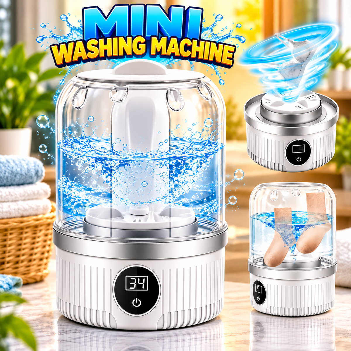 Underwear Washer, Upgrade Mini Portable Washing Machine Rechargeable Underwear Washing Machine Deep Cleans Small Clothes