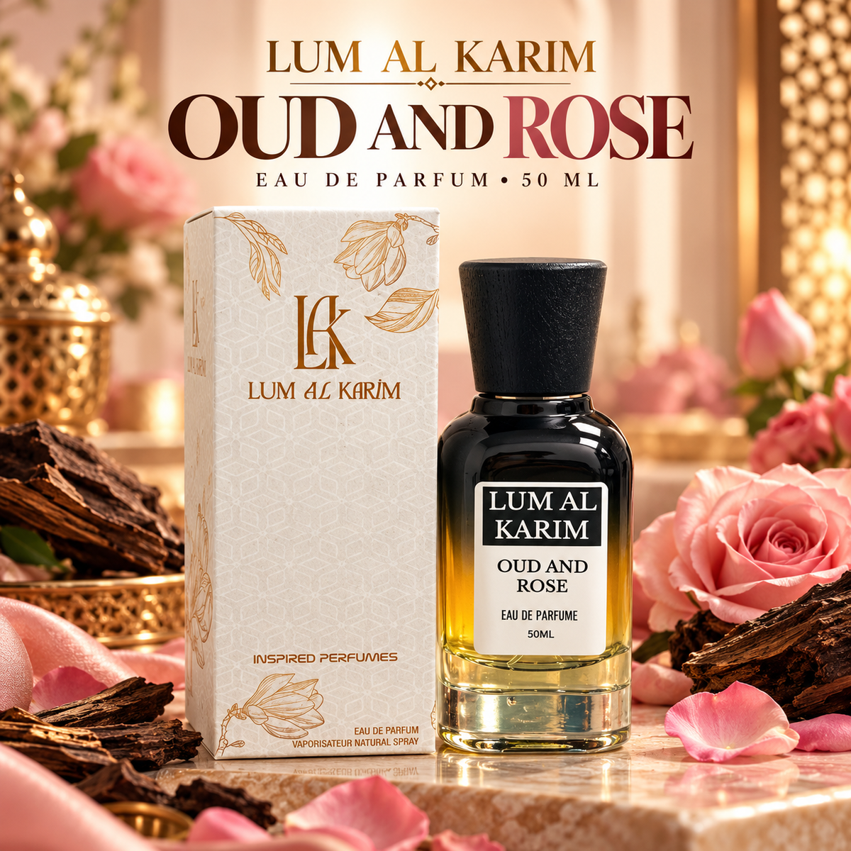 Lum Al Karim Oud and Rose Perfume 50ml – Ahmed Al Maghribi Inspired | 6 Hours Lasting