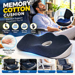 DENX  Memory Cotton Ergonomic Foam Seat Cushion – Posture Support Seat Cushion, Breathable Non-Slip Orthopedic Chair Pillow with Center Pressure Relief Hole | DX3701