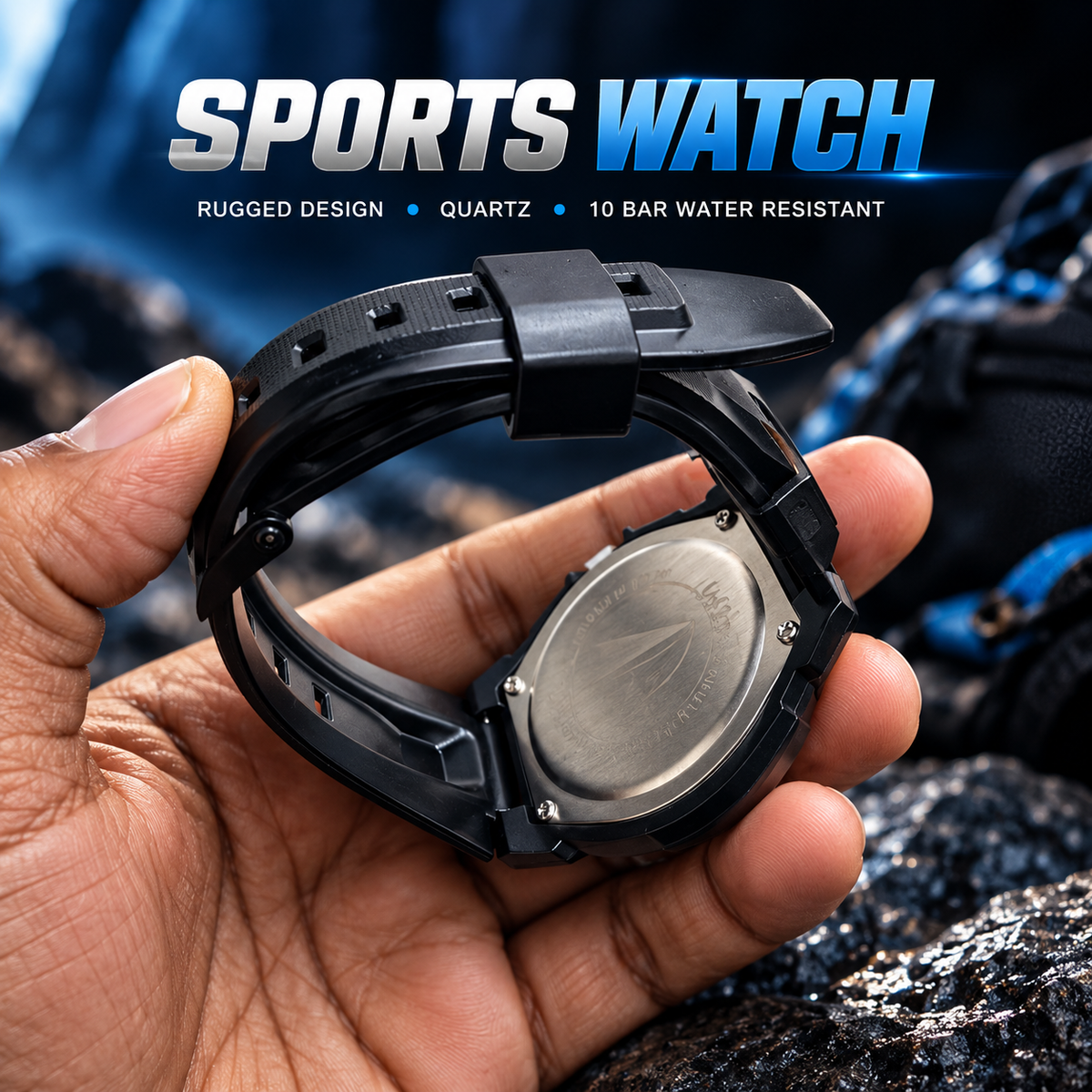 O&O Quartz Men's Analog Sports Watch – Water Resistant, Luminous Dial, Silicone Strap