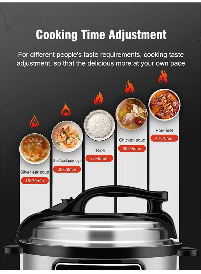 Silver Crest 6L Electric Pressure Cooker – 1050W Multifunctional Digital Programmable Cooker, Digital Controls, 10 Cooking Programs, Programmable Rice Cooker, Fast Cooking & Keep Warm Function