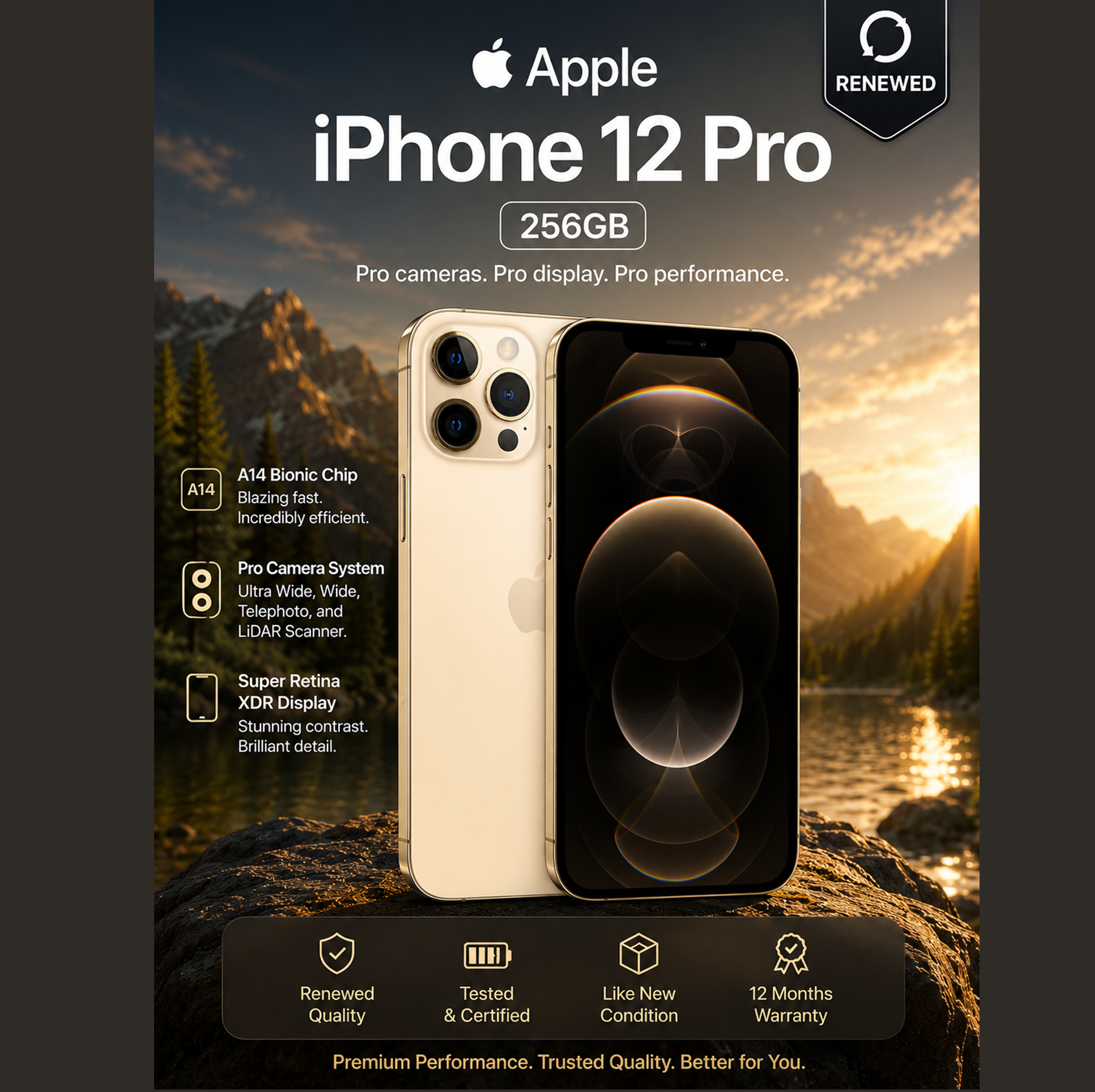 Apple (Refurbished) iPhone 12 Pro (256GB) - Gold