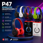 P47 Wireless Bluetooth Headphones | Foldable Stereo Headset with Built-in Microphone & Deep Bass