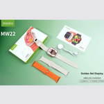 Modio MW22 Smartwatch 2.2 Inch Display With 3 Pair Straps and Charging Cable Designed for Ladies and Gents Gold