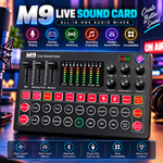 M9 Live Sound Card &Voice Mixer | Professional Audio Mixer with Bluetooth, Voice Effects & LED Display  Multi functional Tuning Sound Card, High/middle/bass Adjustable