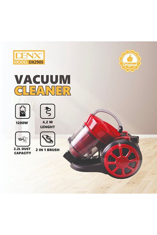DENX DX2902 Wired Vacuum Cleaner, 0.8L Capacity, 4m Cord, 3 Modes, Powerful Suction, Quiet Operation (<78 dBA), Multifunctional, Extra Large Dustbin