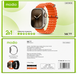 Combo Offer MODIO MC77 Smart Watch Ultra + MODIO OWS-04 Wireless Ear Clip Earbuds Combo | Bluetooth Calling, HD Display & Open-Ear Audio