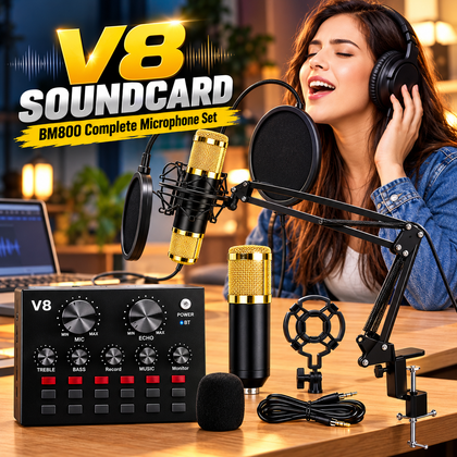 V8 Live Sound Card & BM-800 Condenser Microphone Bundle Pack