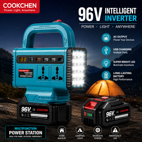 COOKCHEN | 96V All In One Portable Power Station | Multi-Function Inverter with LED Light