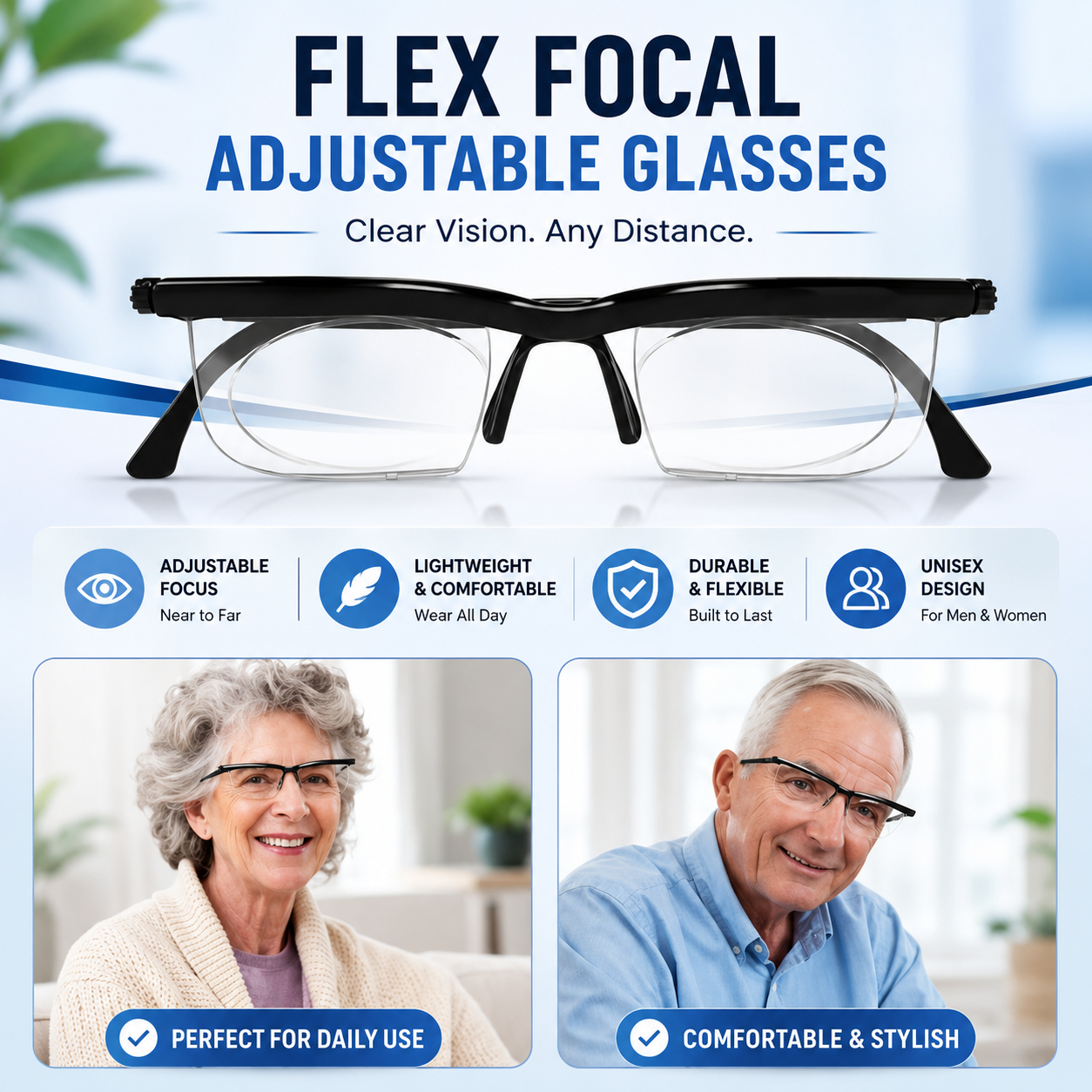 Dial Vision Adjustable Reading Glasses Eye Glasses 6D to 3D Variable Lens Correction Binocular Magnifying