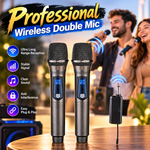 Professional Wireless Dual Handheld Microphone Set (2 pc) – Model 18650 | LED Display & Type-C Charging, 30M Reception Range, Karaoke Microphone Set for Singing