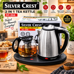 Silver Crest 2-in-1 Tea Kettle SC-266 – 2 Liter And Glass Teapot with Infuser and Tea Maker Tray, Auto Shut Off, Dry Protection