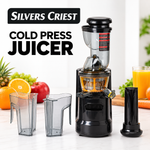 Silver Crest 3-in-1 Cold Press Juicer Machine, Stainless Steel Multi-Function Slow Juice Extractor for Fruits & Vegetables, Orange Juice Maker for Home, Office, Cafe, Restaurant | SC-1591