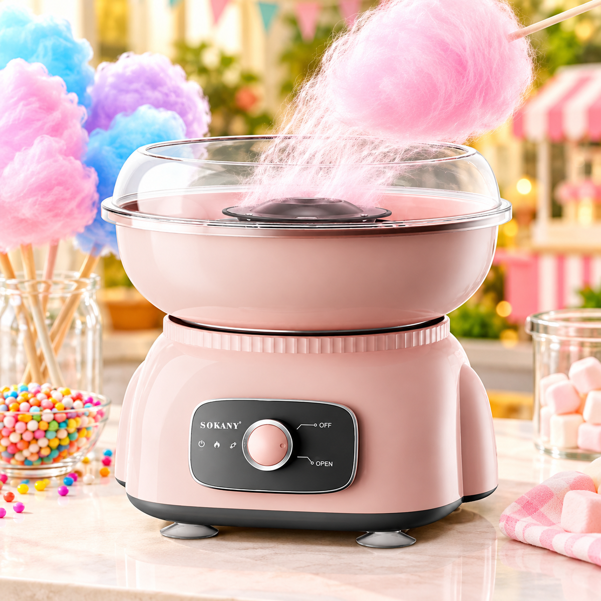 SOKANY SK-07071 Cotton Candy Maker – 500W Mini Home Candy Floss Machine Electric Appliance Cotton Candy Maker for Children