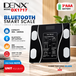 DENX Smart Digital Weighing Scale with App, Bluetooth Body Weight Scale with BMI Tracking, USB Rechargeable, Tempered Glass, High Precision Bathroom Scale for Home Fitness DX1717