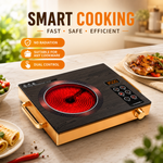Smile Bella | 3500W Infrared Electric Stove  - 4 Digit LED display digital cooker, Timer system, Touch and Knob control Induction Cooker with Over Heat Protection,Ceramic Heating Element SA-24084