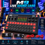 M9 Live Sound Card &Voice Mixer | Professional Audio Mixer with Bluetooth, Voice Effects & LED Display  Multi functional Tuning Sound Card, High/middle/bass Adjustable