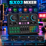 SX03 Professional Bluetooth Live Soundcard |Ultimate Wireless Audio Mixer for Singing, Karaoke, Gaming & Streaming