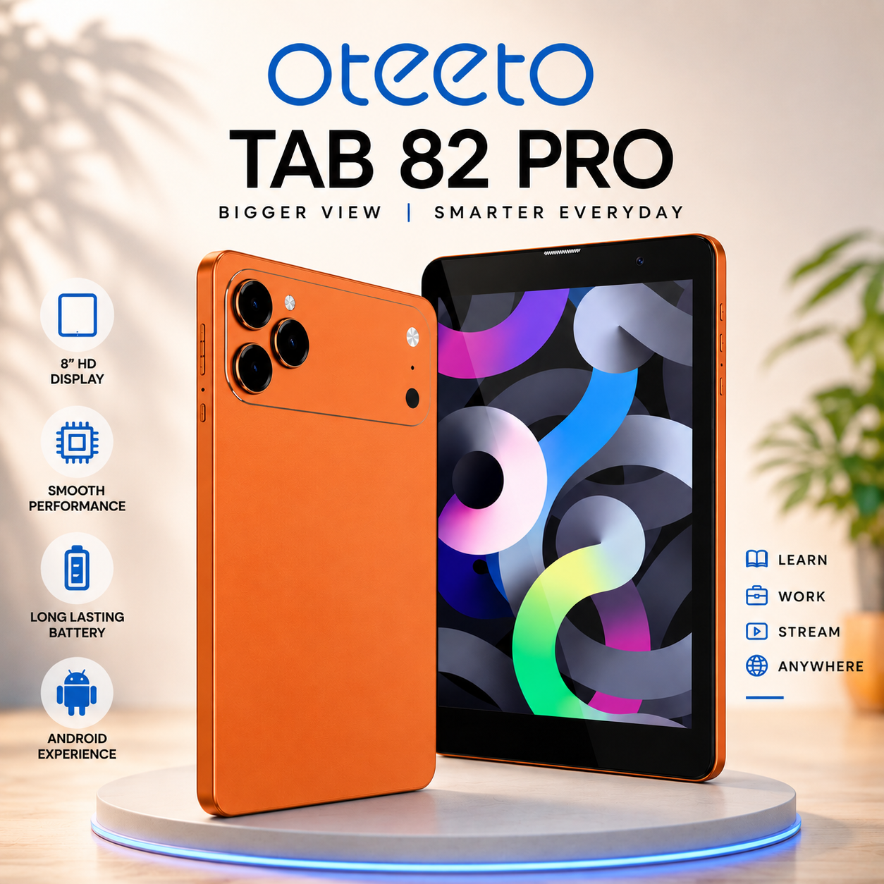 Oteeto TAB 82 Pro 8-Inch Android 15 Tablet | 8 GB RAM + 128 GB  Storage | 5G | 5000mAh Battery